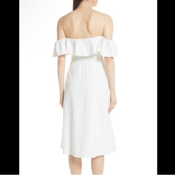 Apiece Apart Aleksander White Off Shoulder Snap Front Midi Dress Cotton Lined 4 - Picture 4 of 13